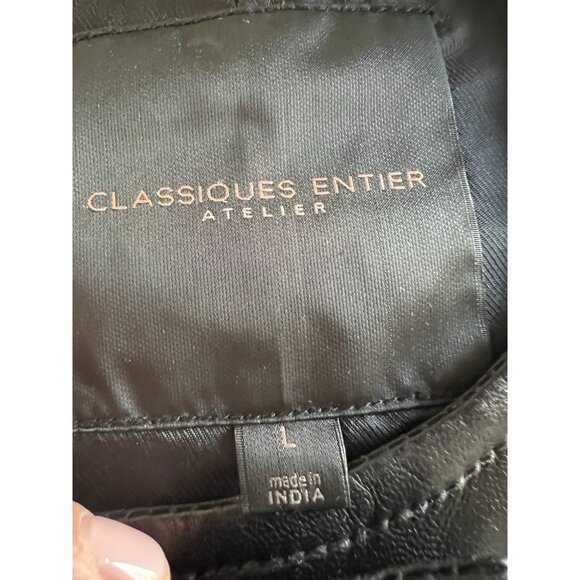 Classiques Entier Nordstrom black supple leather swing coat preppy business L - Picture 4 of 10